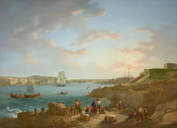 Toegeschreven aan Anton Schranz (1769-1839) - Haven van Malta - RCIN 406555 - Koninklijke Verzameling (gerestaureerd)