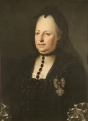 Maria Theresia gekleed in rouwkleding