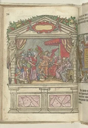 Toneel met allegorische voorstelling bij de Grote Markt, 1578