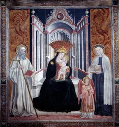 Maagd tussen Sint Benedictus en Sint Francesca Romana