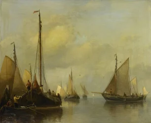 Vissersboten op kalm water