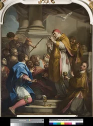Sint-Gregorius toont het met bloed bevlekte corporale