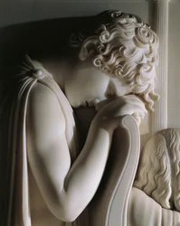 De Rouw van Gravin de Haro, door Antonio Canova, marmeren reliëf