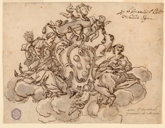 Ontwerp voor een Plafond (?) Schilderij met het Wapen van Kardinaal Francesco Maria de