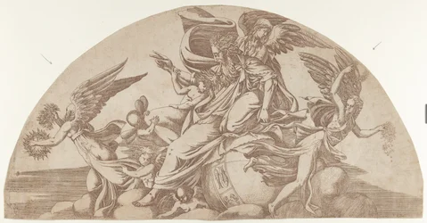 God zittend op de wereld, 1540-45