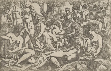 Muzen aan de voet van de berg Parnassus