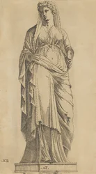 Vrouw frontaal, haar hoofd iets naar links, ca. 1543