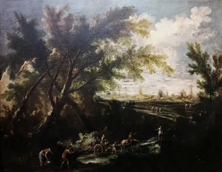 Landschap met een waterdrager