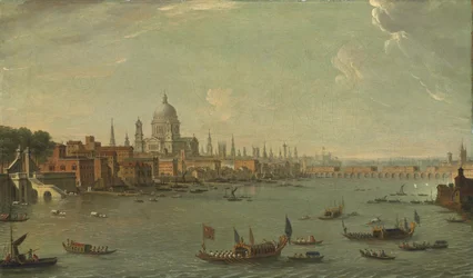 Vier uitzichten van Londen: De Theems kijkend naar St. Pauls