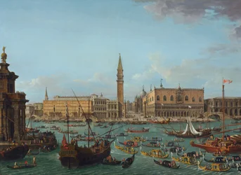 Processie van gondels in het Bacino di San Marco, Venetië, 1742 of later