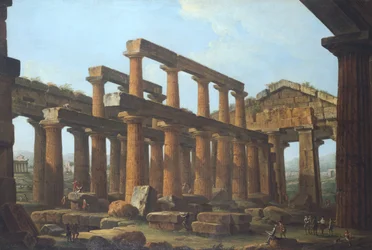 Tempel van Poseidon in Paestum door Antonio Joli