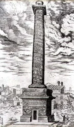Zuil van Trajanus in Rome ter viering van de campagnes van de keizer in Dacië, gegraveerd door de kunstenaar