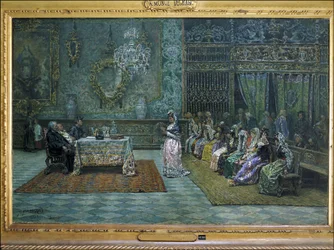 Herziening van de leer in de pastorie van Granada, eind 19e eeuw (olieverf)