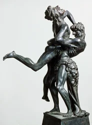 Hercules en Antaeus, ca 1475, door Antonio Pollaiuolo (1431 of 1432-1498), bronzen beeld, 46 cm, Italië