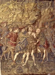 De arrestatie van St. Johannes de Doper, wandtapijt met scènes uit het leven van de heilige