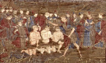De doop van de neofieten, wandtapijt met scènes uit het leven van St. Johannes de Doper