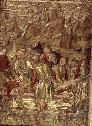 De Begrafenis van St. Johannes de Doper, wandtapijt met scènes uit het leven van de heilige