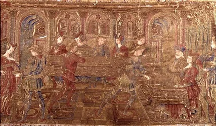 De Veroordeling van Herodes, wandtapijt met scènes uit het leven van de heilige