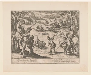 Alexander de Grote jaagt op wilde dieren te Bazaira