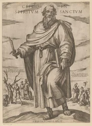 De heilige Bartolomeüs Christus, Maria en de apostelen