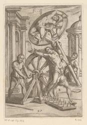 Foltering met scherpe punten en wielen. Martelingen ondergaan door christelijke martelaars (serietitel). Varia tormentorum et suppliciorum crudelium (...) (serietitel)