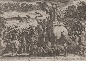 Plaat 16: David doodt Goliath, uit 