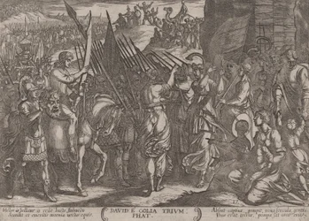 David keert triomfantelijk terug met het hoofd van Goliath, van 