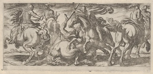 Zes ruiters in gevecht, uit Gevechtsscènes I, ca. 1590-1630