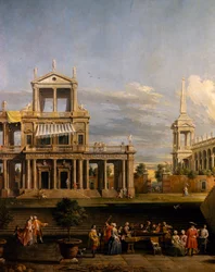 Concert in de Villa, piano en viool, Italië
