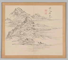 Dubbel Album van Landschapsstudies na Ikeno Taiga, Deel 1 blad 35, 18e eeuw
