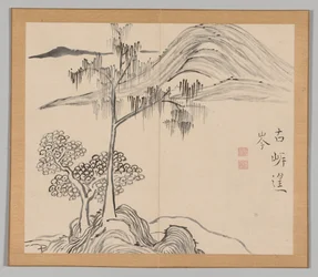 Dubbel album met landschapsstudies naar Ikeno Taiga, Volume 1 blad 36, 18e eeuw