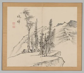 Dubbel album van landschapsstudies naar Ikeno Taiga, Volume 2 blad 21, 18e eeuw
