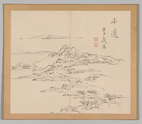 Dubbel album van landschapsstudies na Ikeno Taiga, Volume 2 blad 8, 18e eeuw