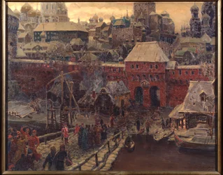 Moskou in de 17e eeuw, de Moskvoretsky-brug en de Waterpoort
