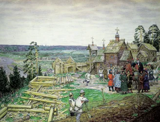 De stichting van het Kremlin van Moskou, 1156, 1917