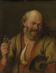 Een man met een ginfles