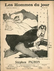 Omslag van "The Men of the Day", circa 1905 - Illustratie door Aristide Delannoy (1874-1911): Slaapkamer - Marianne, Pichon Stephen (1857-1933)