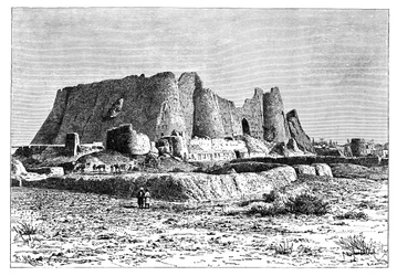 Het verwoeste fort van Veramin, Perzië Iran, 1895