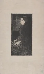 Femme assise avec chapeau a plumes (Zittende vrouw met gevederde hoed) c.1893