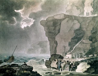 Landing van de samenzweerders in de Cadoudal-affaire bij de klif van Biville nabij Dieppe, 16 januari 1804