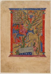 Folio uit een Armeens manuscript: De intocht in Jeruzalem, ca. 1500