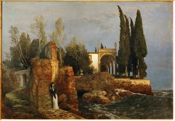 Villa aan de kust (schilderij op doek)
