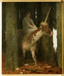 Waldesstille - De stilte van het bos. ... (schilderij op hout)
