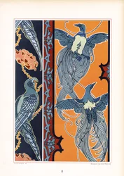 Sierfriezen met gestileerde vogels (litho)