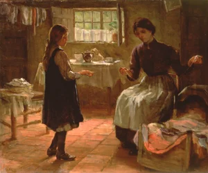 Huiselijke les, ca. 1890