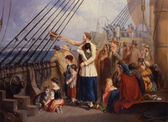 Een verhaal over het Gouden Westen (olieverf op doek)