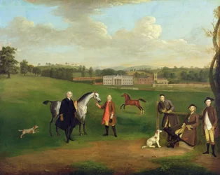 Leak Okeover, dominee John Allen en kapitein Chester in Okeover Hall, Staffordshire, ca. 1785