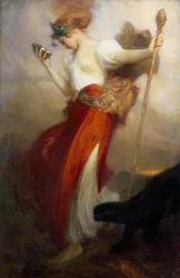 "De Bacchante" Schilderij van Arthur Hacker (1858-1919) 1913