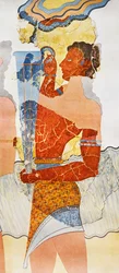 Reproductie van fresco die schenker uitbeeldt, genomen uit Paleis van Minos in Knossos
