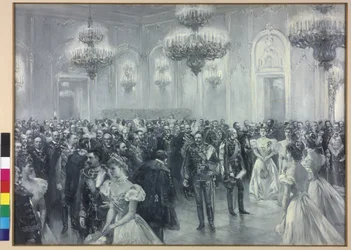 Ontvangst aan het hof ter gelegenheid van het bezoek van Keizer Wilhelm II in Boedapest 1897